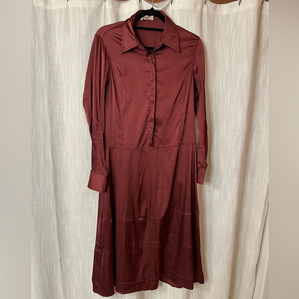 Burgundy boutique silk dress preference for fall and Christmas!